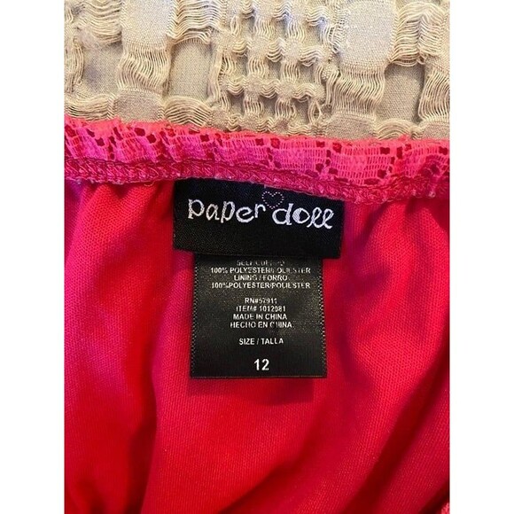 Paper Dolls Girls Mini Maxi Pink Ombré Size 12 Lace Overlay Dress - Picture 8 of 11